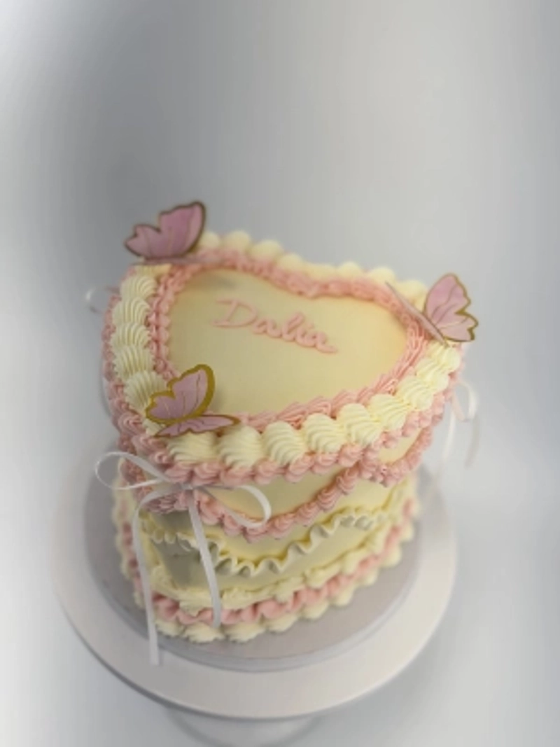 Butterfly Heart Vintage Cake